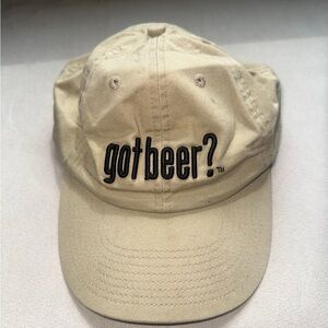Tan Baseball Cap with got beer? Embroidered Logo